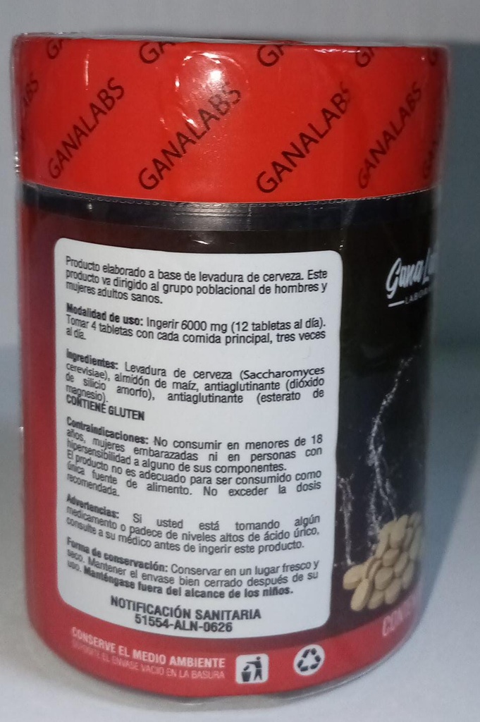LEVADURA DE CERVEZA 100CAP 500MG ROJO GANALABS