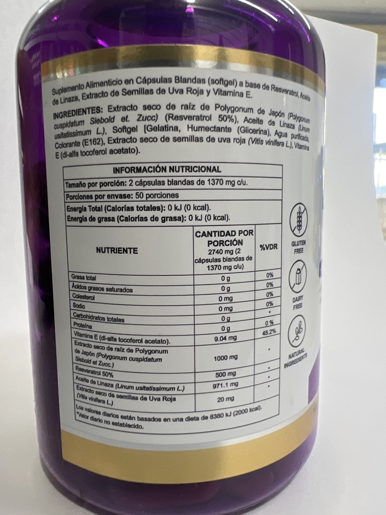 RESVERATROL MAX X 100 CAPSULAS HERBALMAX