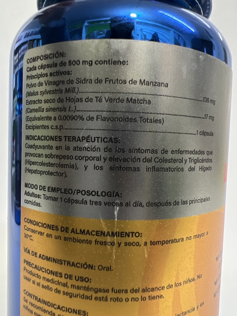 APPLE CIDER VINEGAR MÁS MATCHA CAPSULAS 500 GR