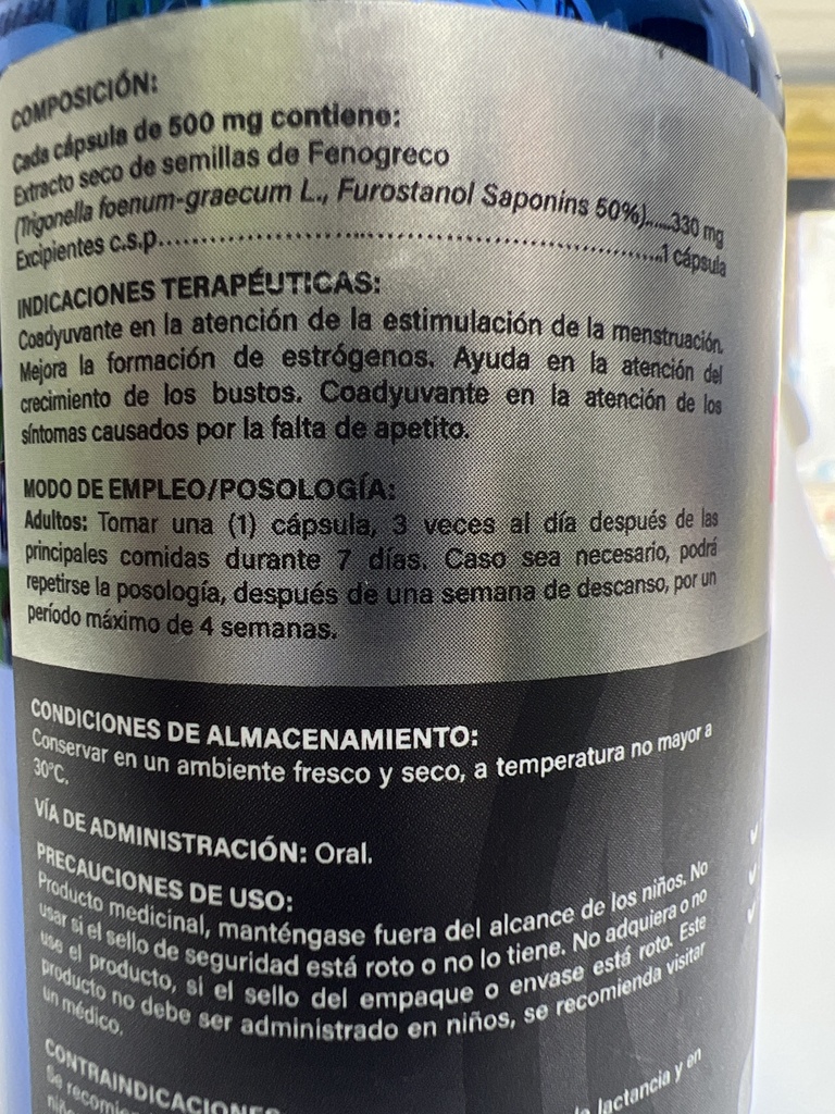 FENOGRECO CAPSULAS 500GR 60U NATURAL FACTOR 