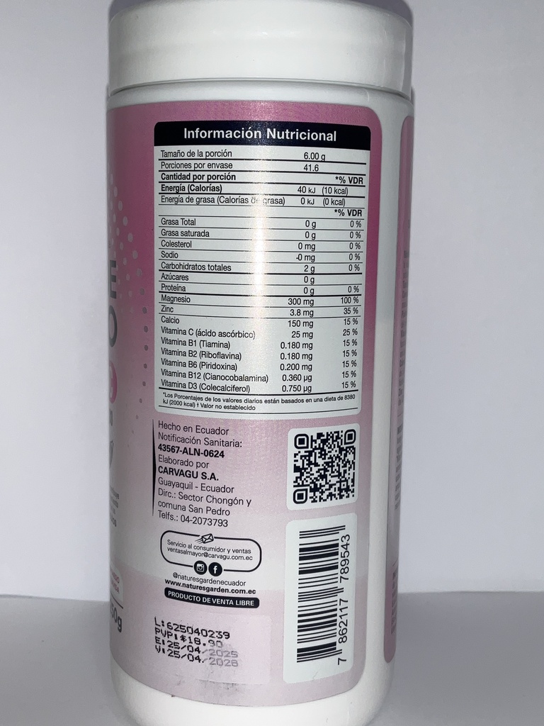 CITRATO DE MAGNESIO + CALCIO+ ZINC 300MG NATURES GARDEN