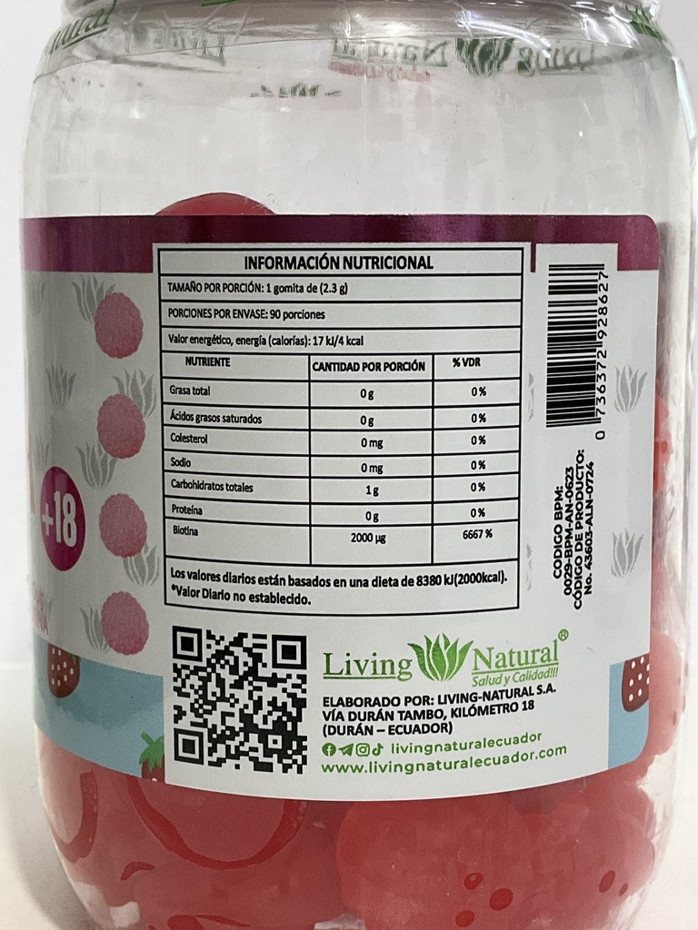 BIOTINA BEAUTY + HEALTH  90 GOMITAS LIVING NATURAL