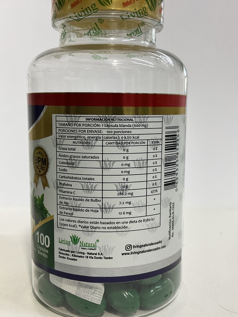 AJO Y PEREJIL  X 100 CAPSULAS LIVING NATURAL