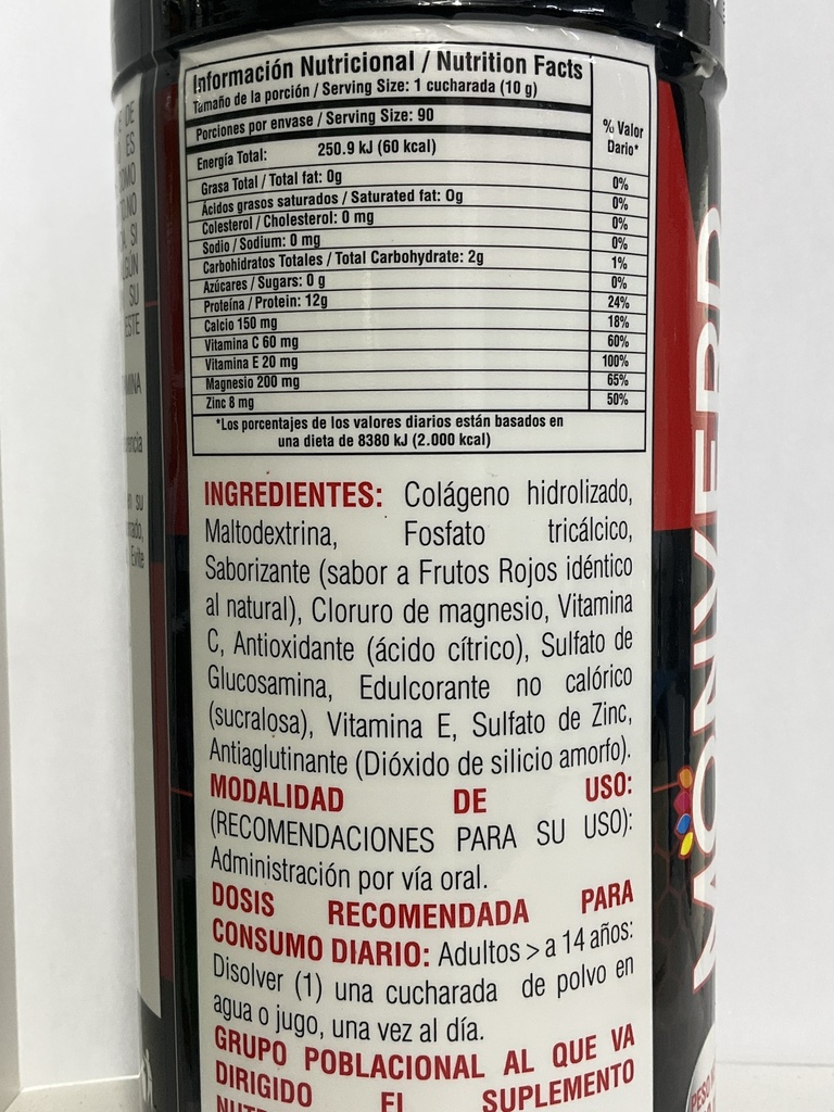 COLAGENO HIDROLIZADO + GLUCOSAMINA ROJO 900GR MONVERD