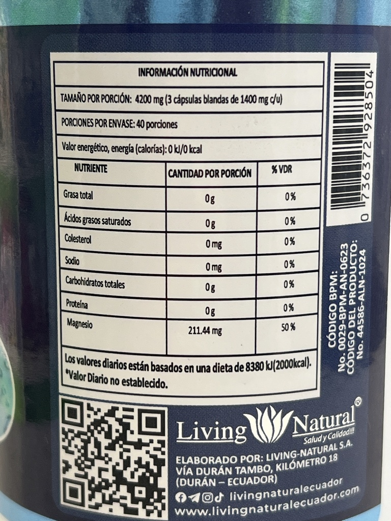 GLICINATO DE MAGNECIO 120 CAP LIVING NATURAL 