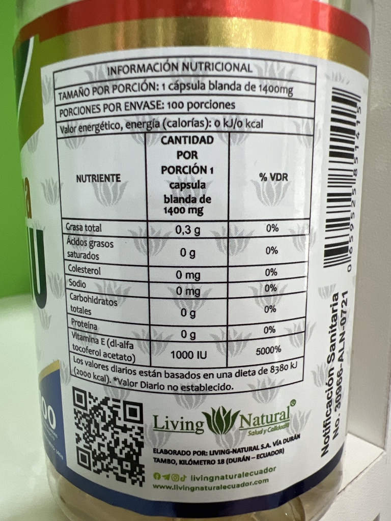 VITAMINA E 1000UI  x 100 LIVING NATURAL