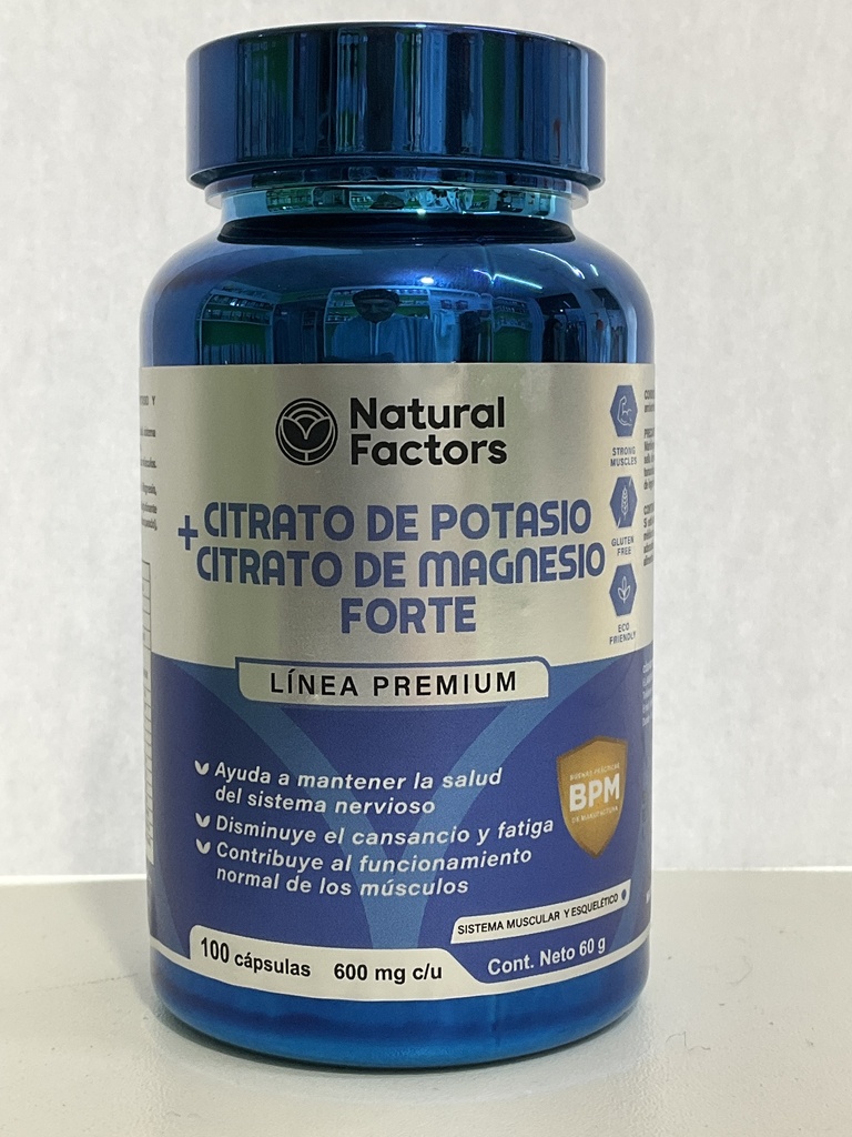 CITRATO DE POTASIO + MAGNESIO FORTE X100 LINEA PREMIUN NATURAL FACTOR