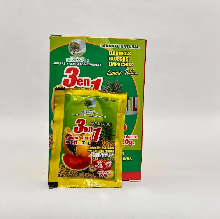 3 EN 1 DESPARASITANTE INFANTIL SOBRE POLVO HERBANASE