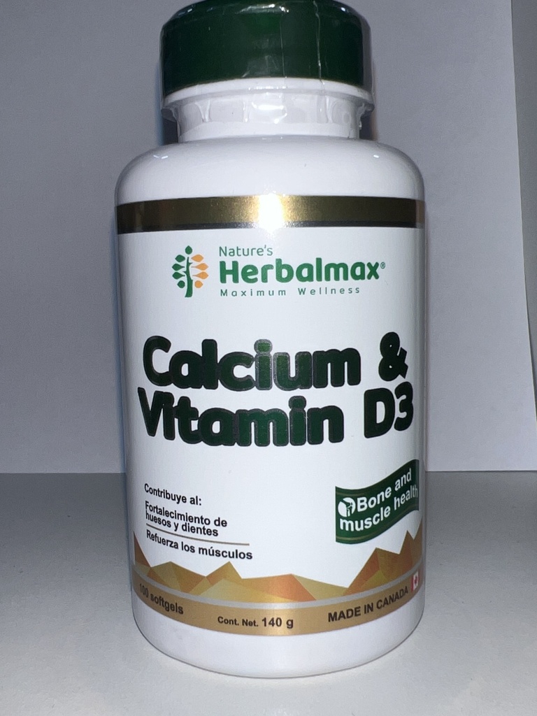 CALCIO Y VITAMINA D3 SGL 1400MG X 100 CAPSULAS HERBALMAX