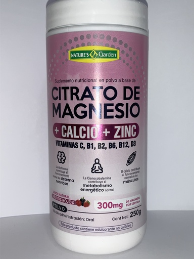 CITRATO DE MAGNESIO + CALCIO+ ZINC 300MG NATURES GARDEN