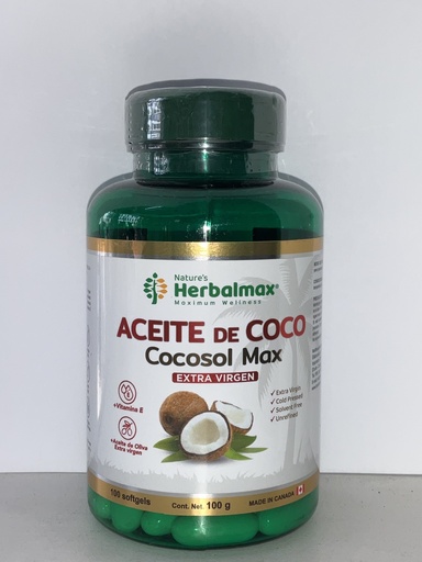 ACEITE DE COCO COCOSOL MAX CAP BLANDA 1000MG X 100 HERBALMAX