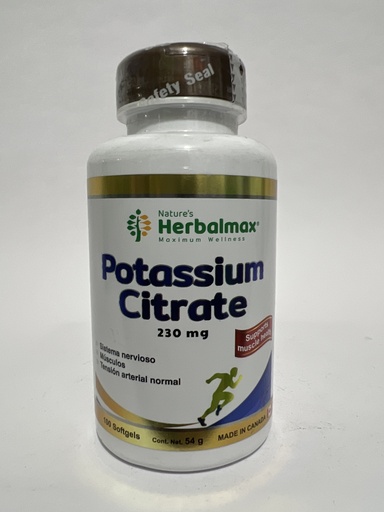 CITRATO DE POTASIO 230MG 100 CAPS HERBALMAX